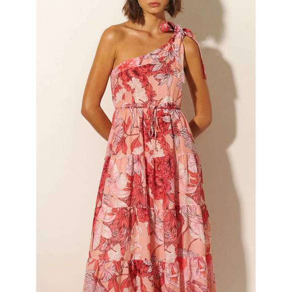 NEW KIVARI freya one shoulder maxi dress in pink floral - Picture 2 of 6